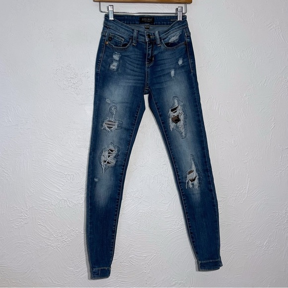 Judy Blue Jeans Women’s Distressed  Skinny Camo Mid Rise Stretch SZ 0/24 - Picture 1 of 7